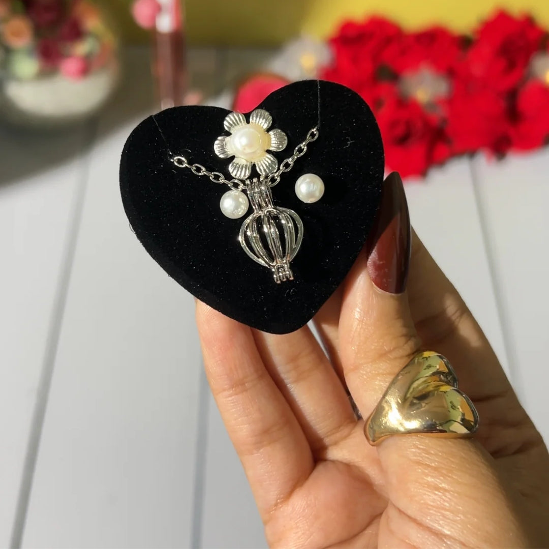 Love Pearl Chain Necklace Ring | Romantic Gift Box