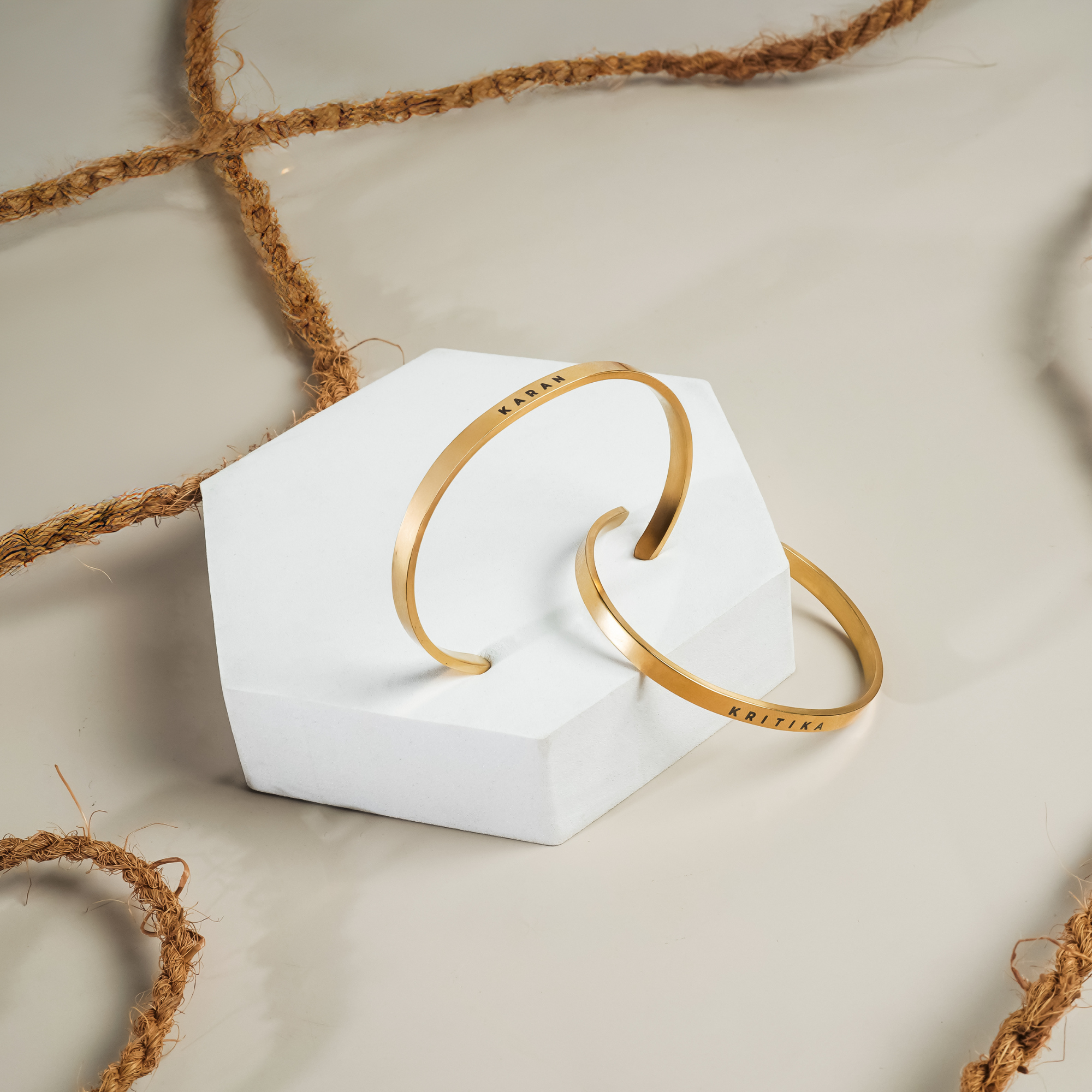 Personalized Couple Cuff Bracelet With Premium Gifting Packaging