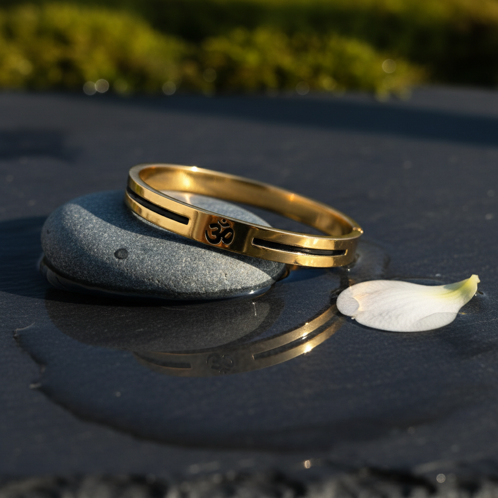 Divine "Aum" Kada | Gold-Tone Spiritual Bracelet