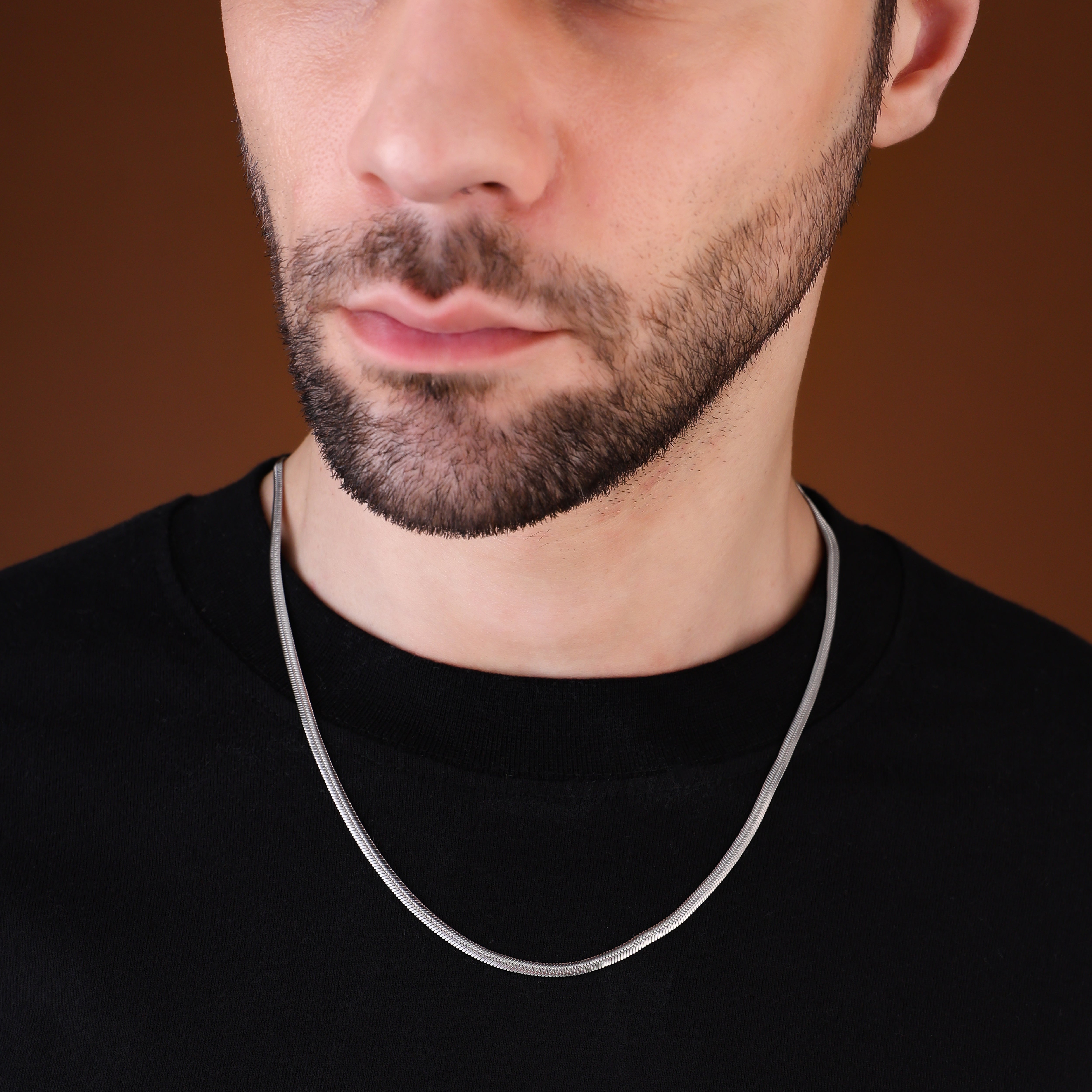 Premium Snake Chain Silver For Men (21.5 Inch)