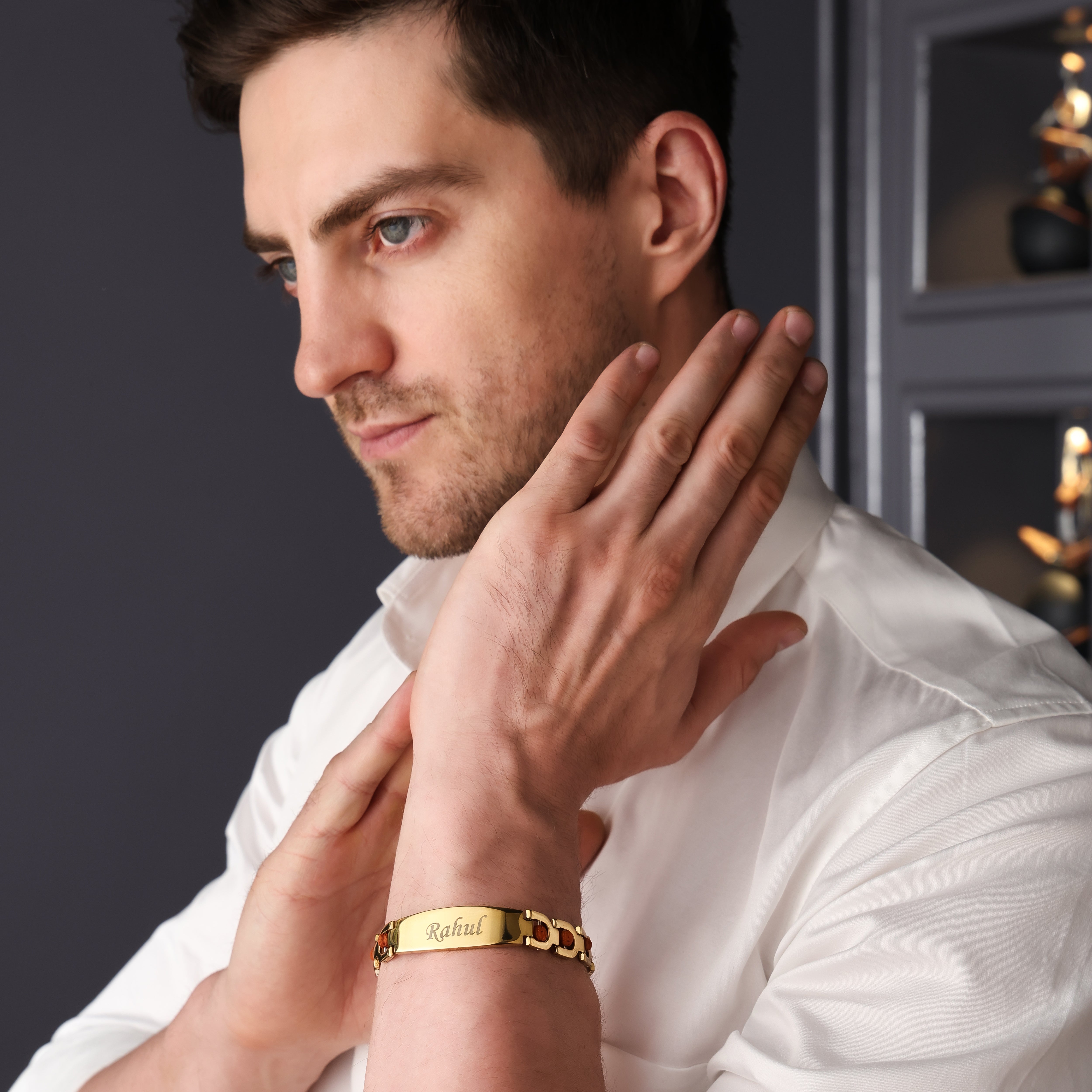 Bliss Blue 24K Gold plated Rakhi Bracelet for Brother | Rakshabandhan Gift | 1 Year Warranty