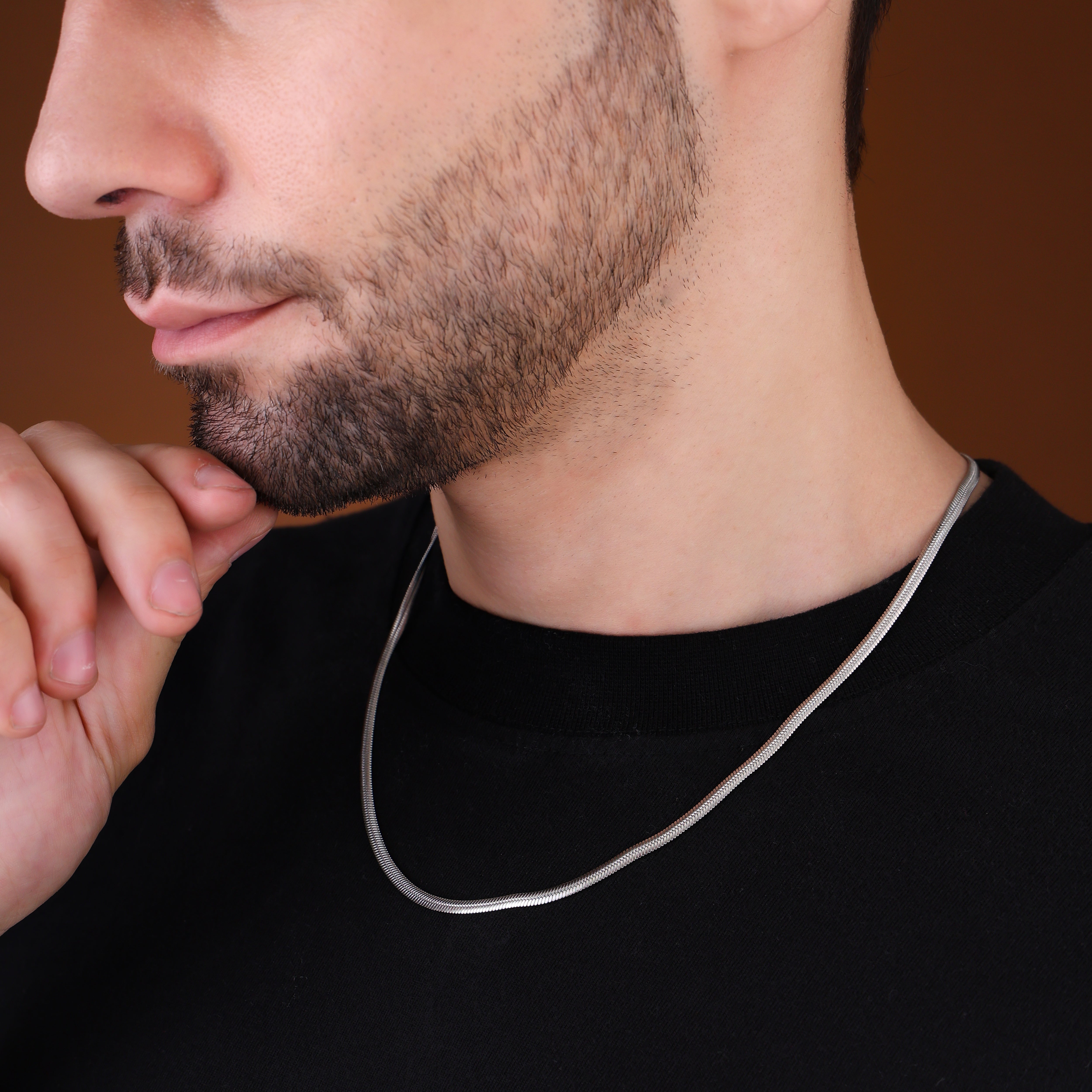 Premium Snake Chain Silver For Men (21.5 Inch)