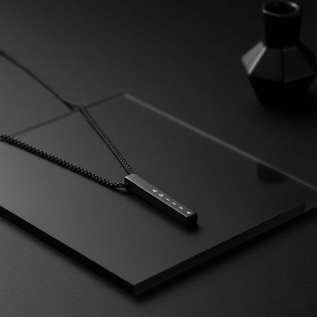 Bliss Blue Custom Engraved Bar Necklace For Men