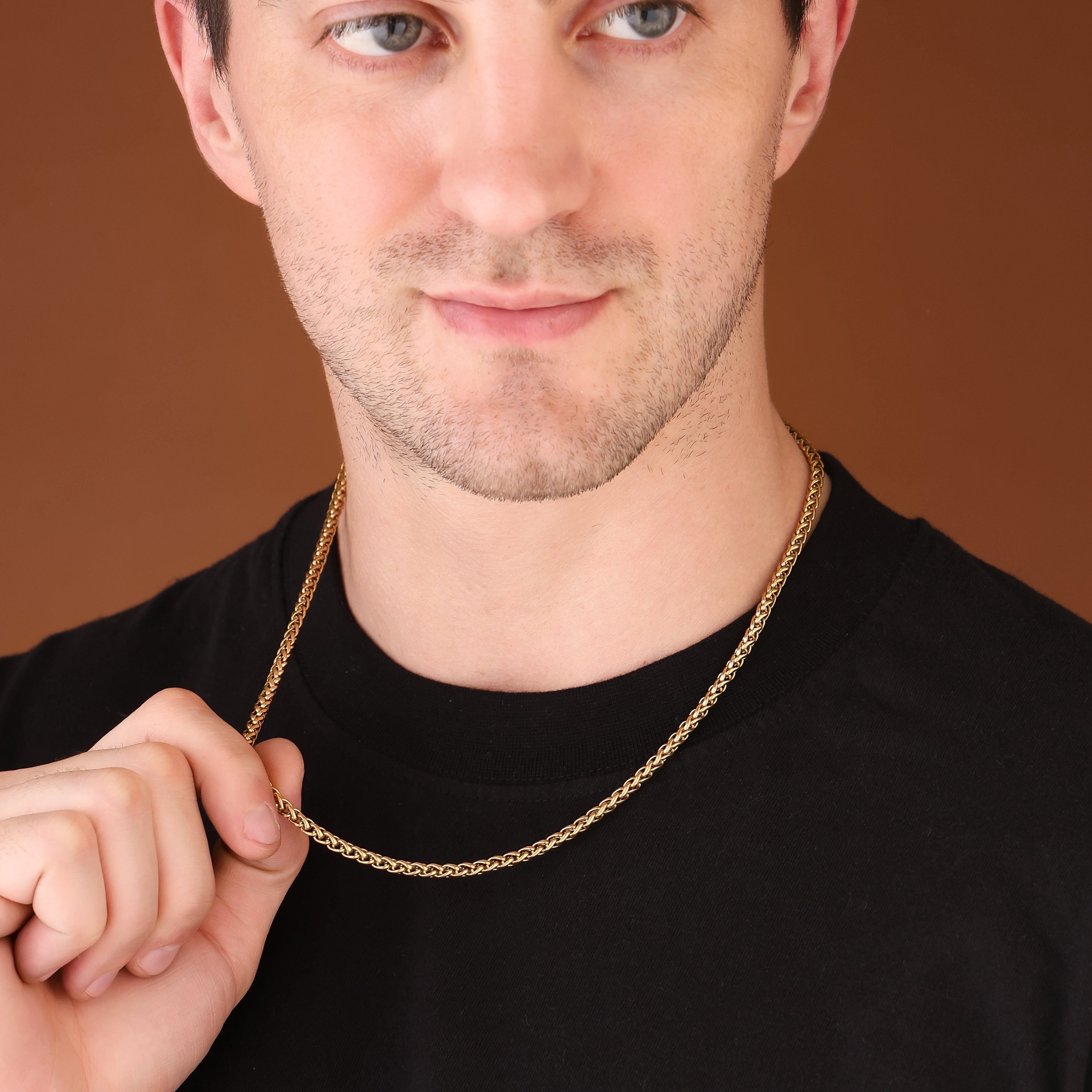 Gold Plated Premium Twist Chain For Men (21.5 Inch)