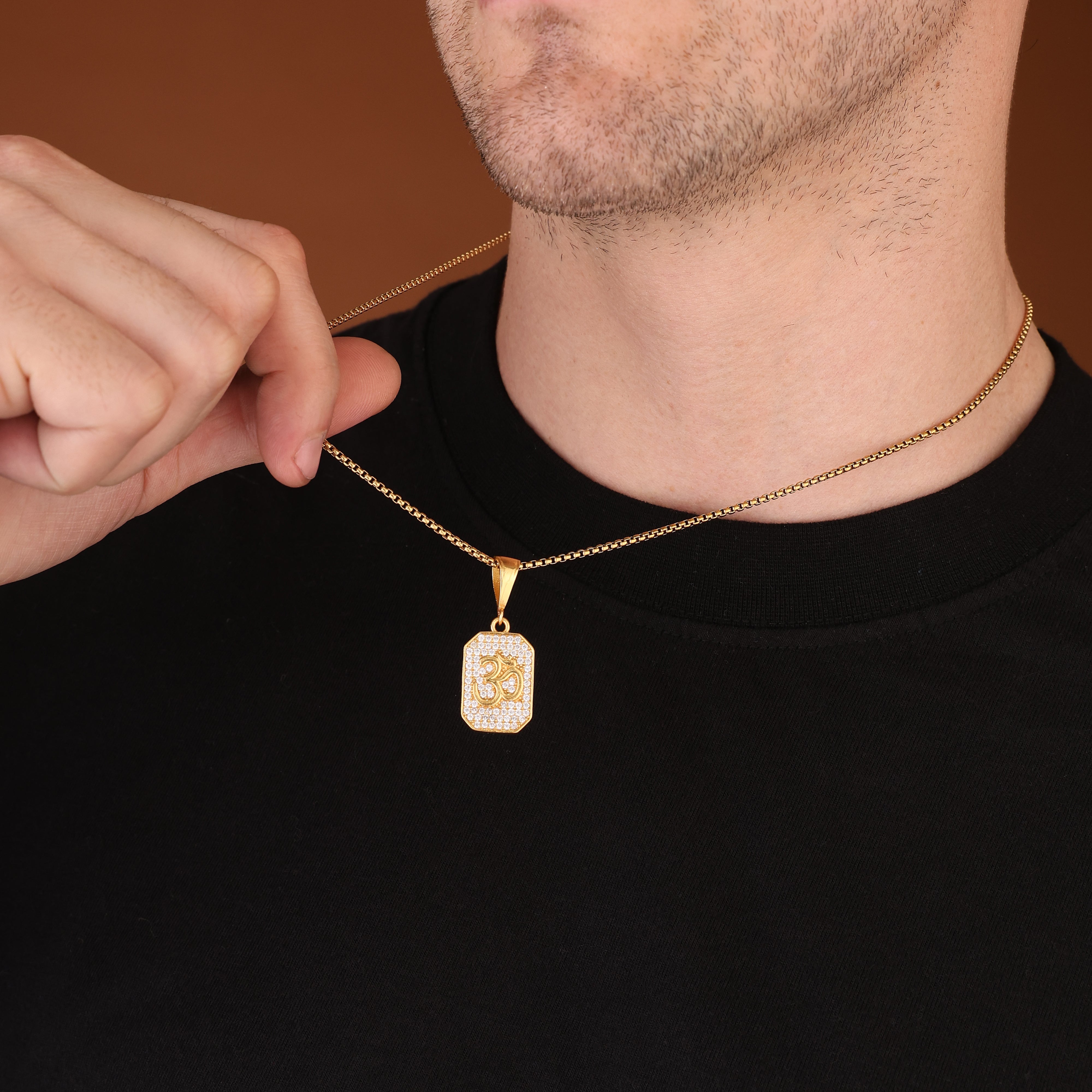 Bliss Blue Premium Om Chain Pendant for Men & Women