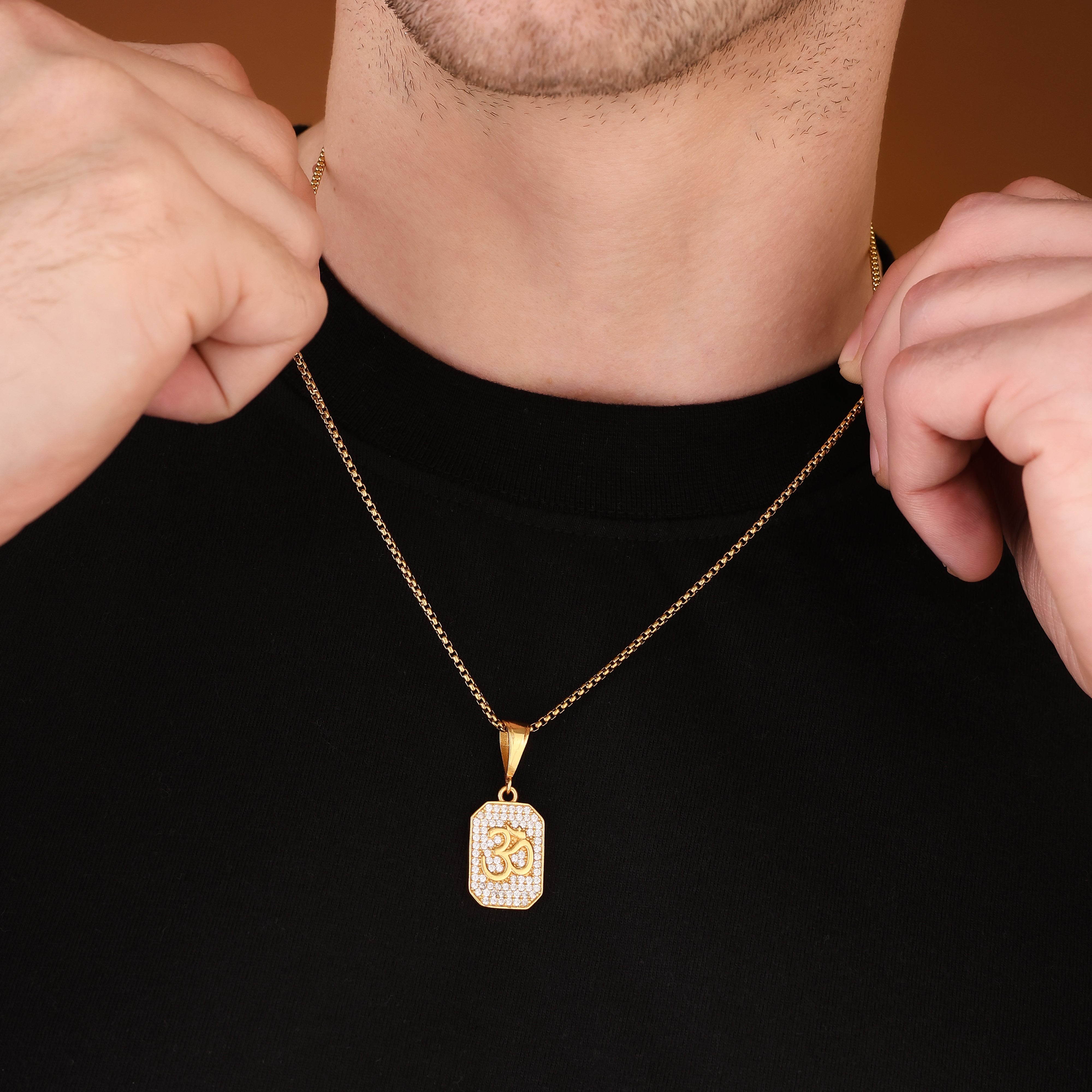 Bliss Blue Premium Om Chain Pendant for Men & Women