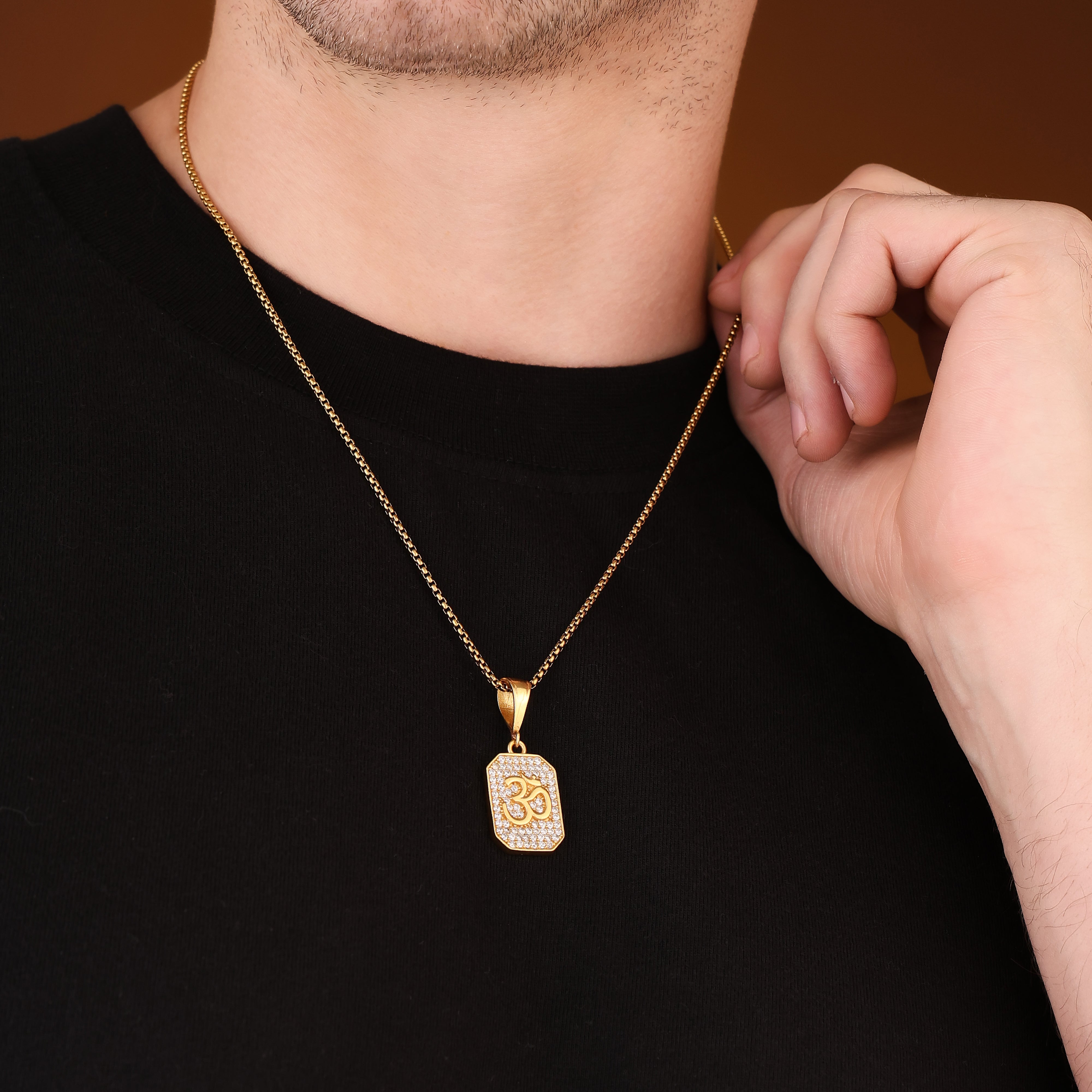 Bliss Blue Premium Om Chain Pendant for Men & Women