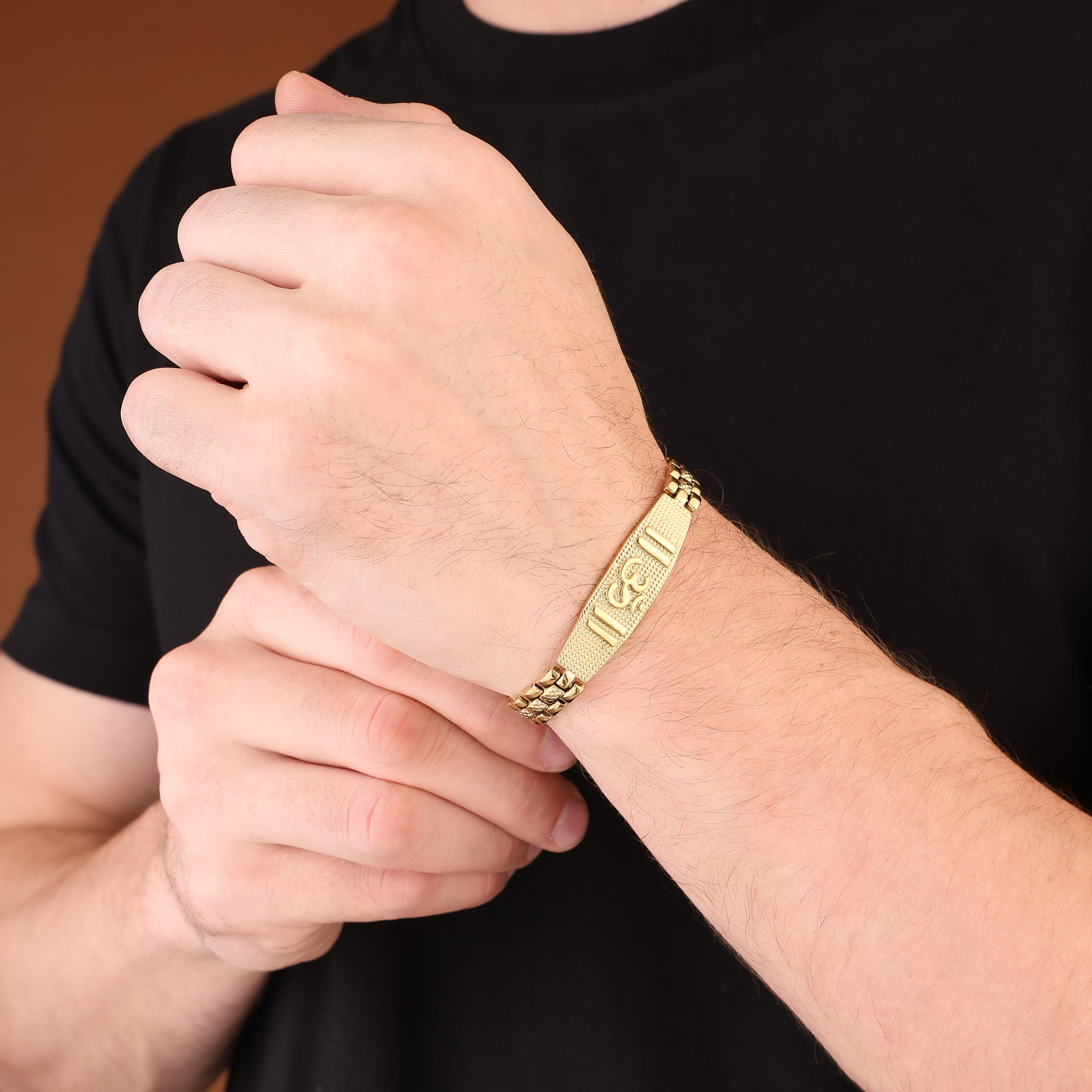 Bliss Blue 18K Gold Plated Divya Om Bracelet for Men - 8.5 Inch Length