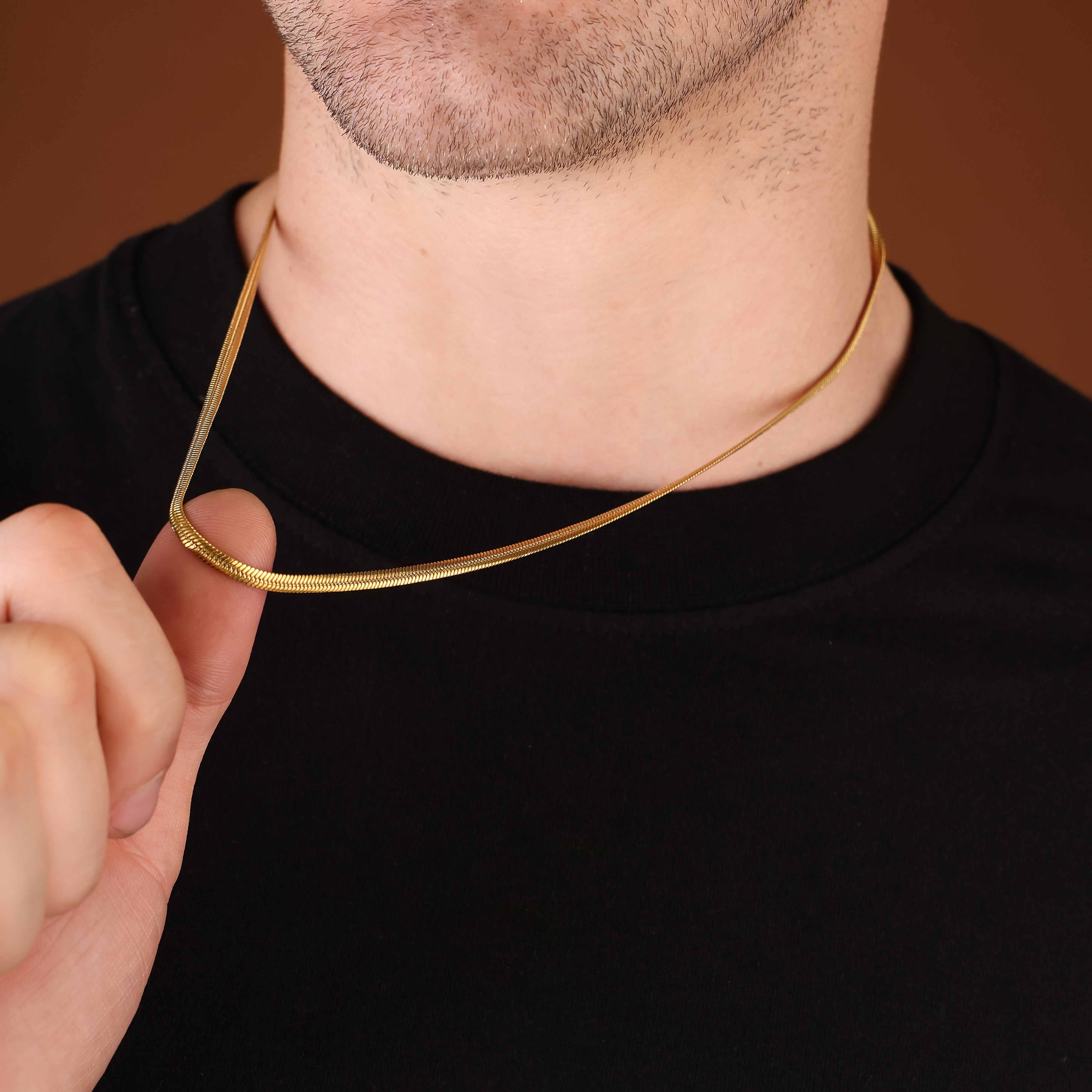 Gold Plated Premium Snake Chain For Men (21.5 Inch)