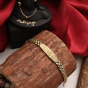 Bliss Blue 18K Gold Plated Divya Om Bracelet for Men - 8.5 Inch Length