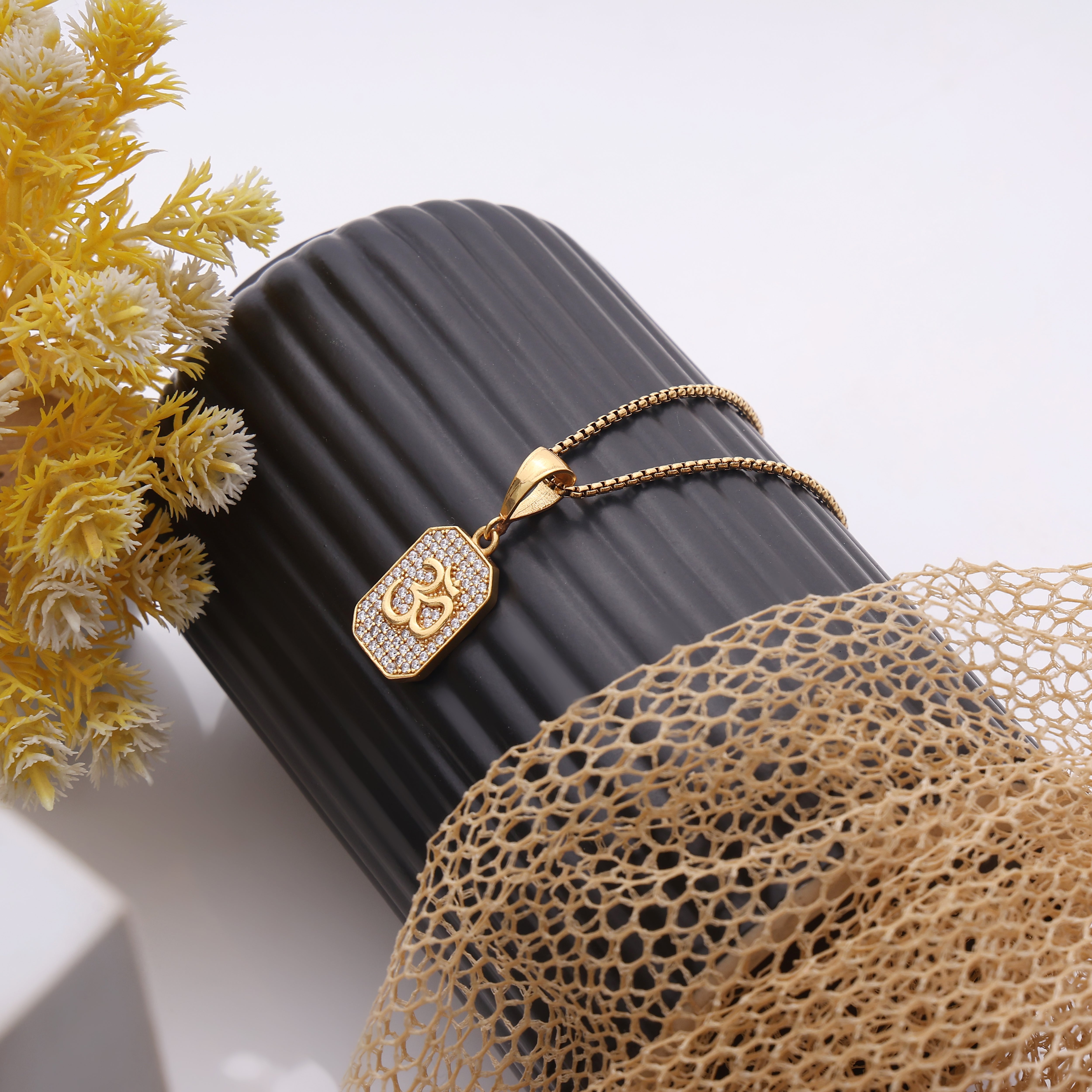 Bliss Blue Premium Om Chain Pendant for Men & Women